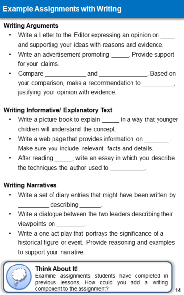 examples of online writing assignments