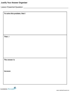 Justify Your Answer Organizer - Learning-Focused